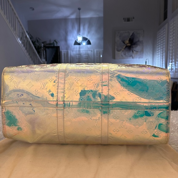 Louis VuittonxVirgil Abloh Monogram PVC Prism Iridescent Keepall Bandouliére 50 - Picture 4 of 6